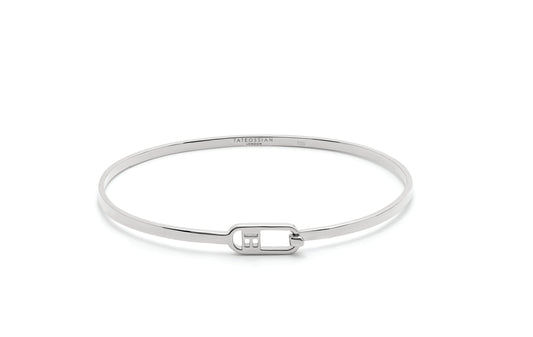 Tateossian T Bangle in Polished Finish with Rhodium Plated Sterling Silver (S Size)