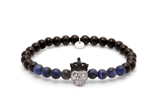 Tateossian King Skull Bracelet with Agate and Sodalite (S Size)