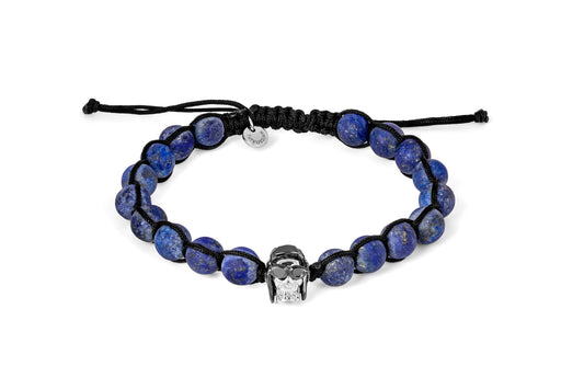 Tateossian King Skull Macframe Bracelet with Lapis (L Size)