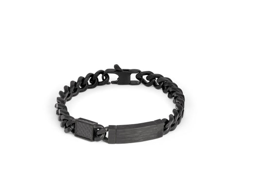 Tateossian Meccanico Carbon Steel Bracelet in Stainless Steel with Brushed Finish (L Size)