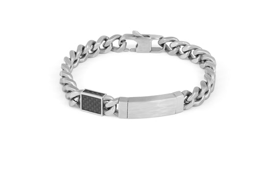 Tateossian Meccanico Carbon Matte Steel Bracelet in Stainless Steel (S Size)