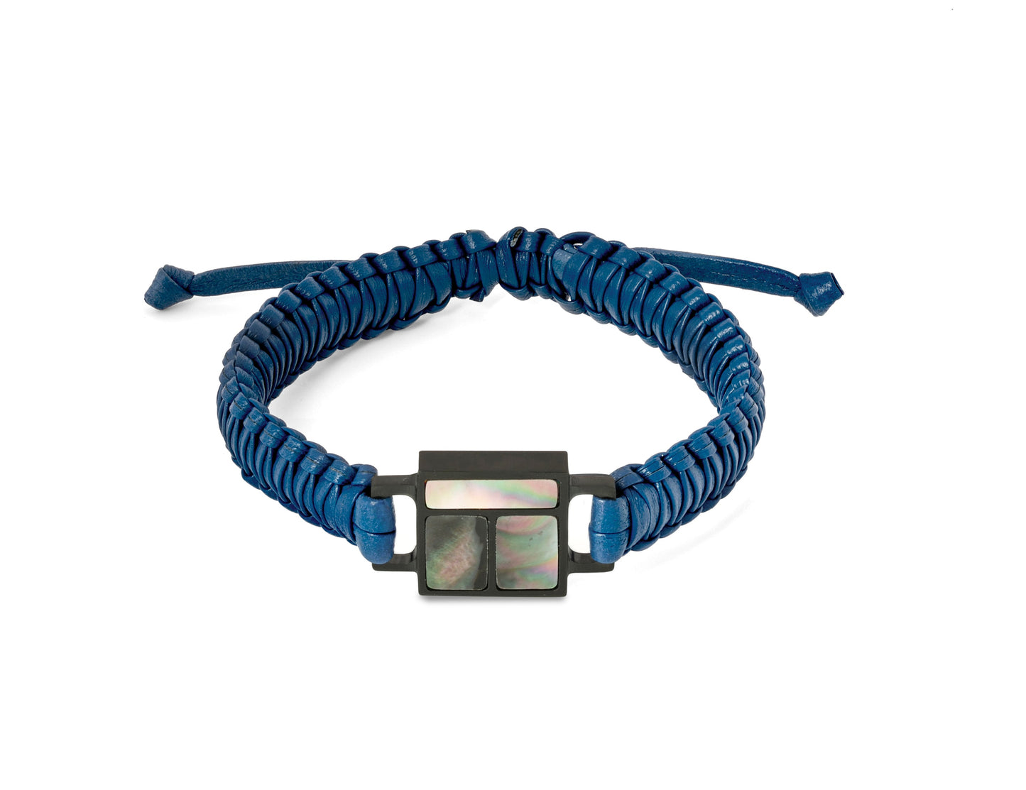 Tateossian Single Wrap Leather Bracelet in Blue (M Size)