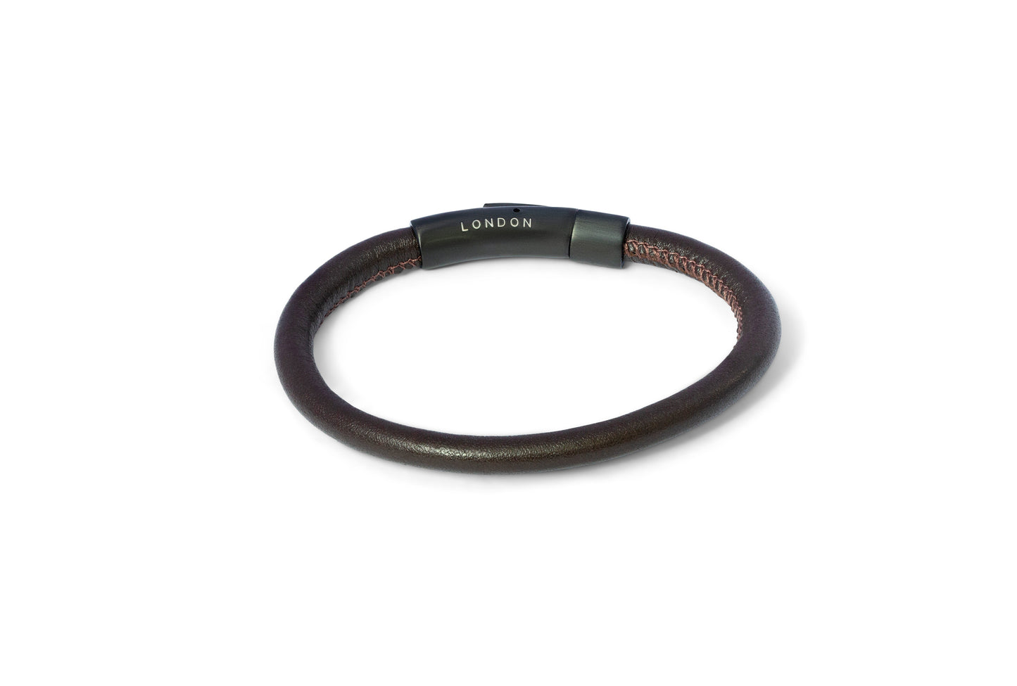 Tateossian Stitched Leather Bracelet in Dark Brown (L Size)