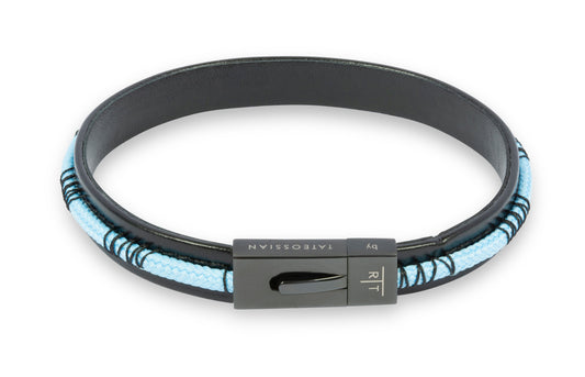 Tateossian Electro bracelet in leather with grey cord (L Size)