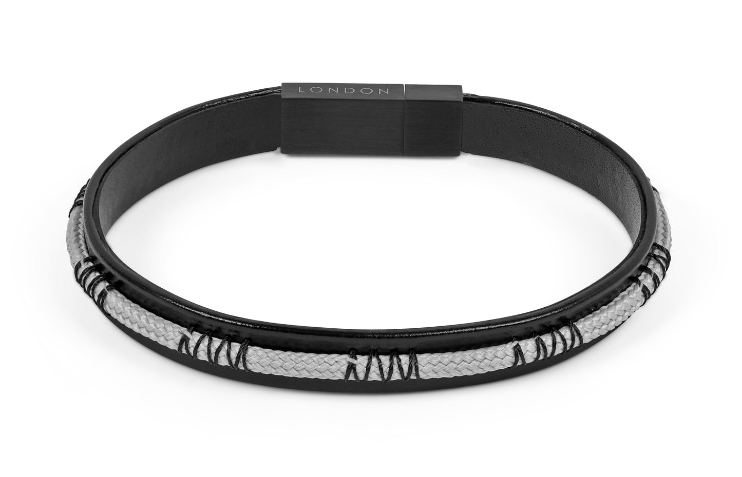 Tateossian Electro bracelet in leather with grey cord (M Size)