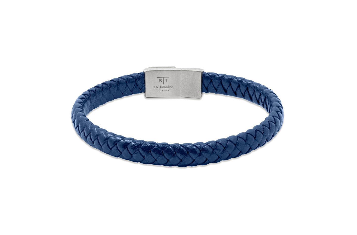 Tateossian Robot Slide bracelet in Italian blue leather with stainless-steel (S Size)