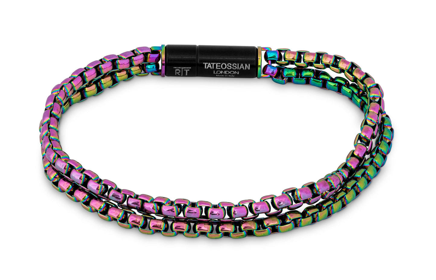 Tateossian Iridescent Plated Stainless Steel Rolo Chain Bracelet (M Size)