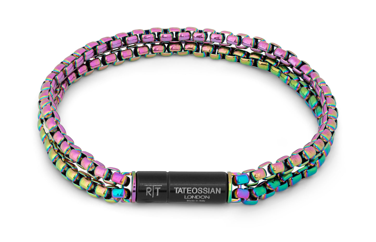 Tateossian Iridescent Plated Stainless Steel Rolo Chain Bracelet (M Size)