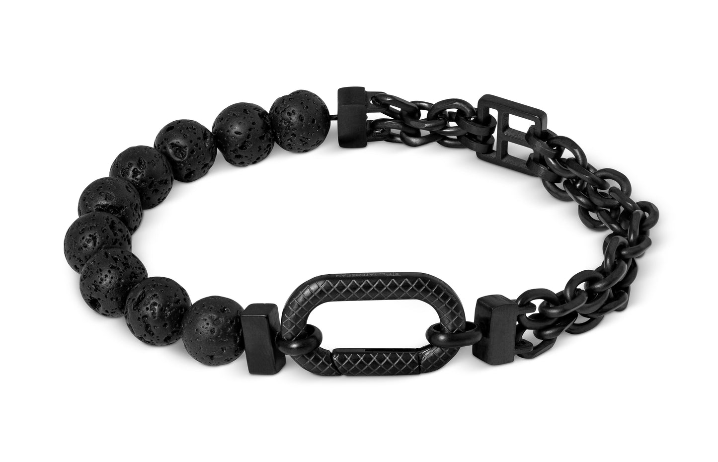 Tateossian Black IP Plated Stainless Steel Catena Isaac Bracelet (S Size)