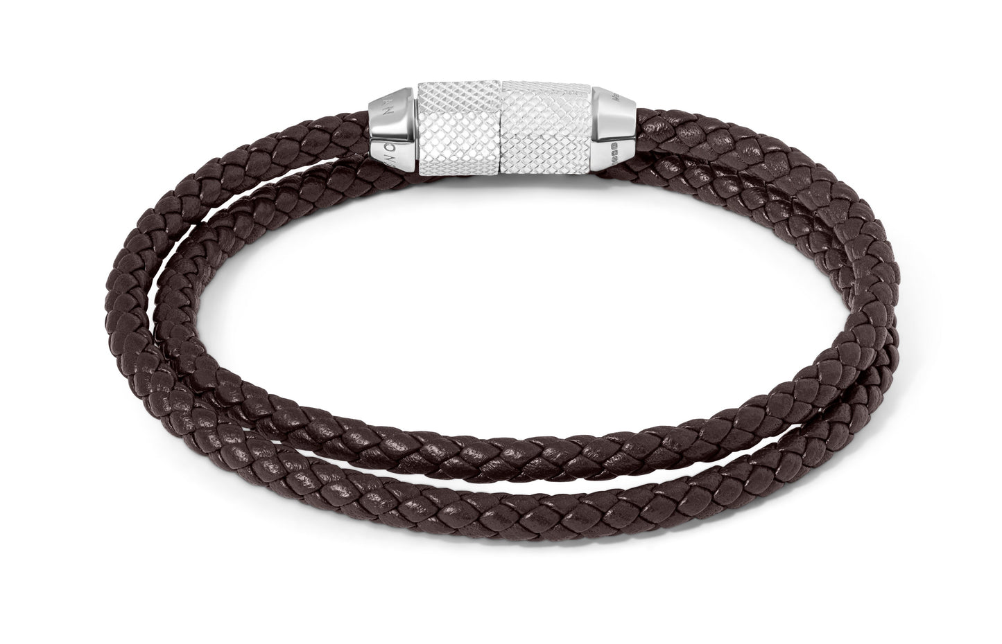 Tateossian Signature Hexade Pop Bracelet In Brown With Rhodium Plated Silver Clasp (M Size)