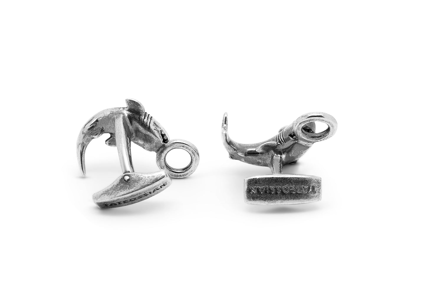 Tateossian Antique Shark Cufflinks in Silver