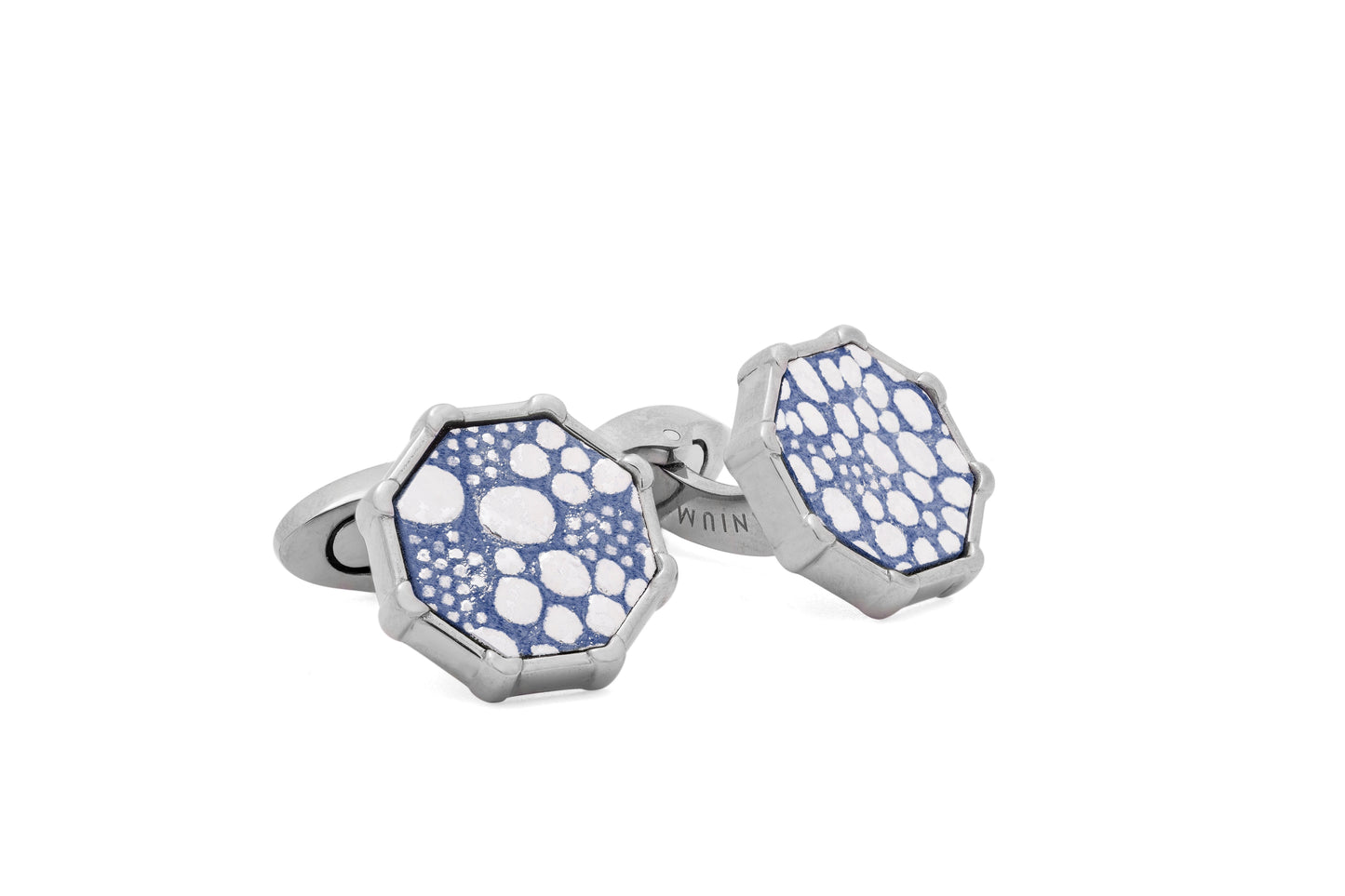 Tateossian Mercury Titanium Cufflinks in Navy Leather