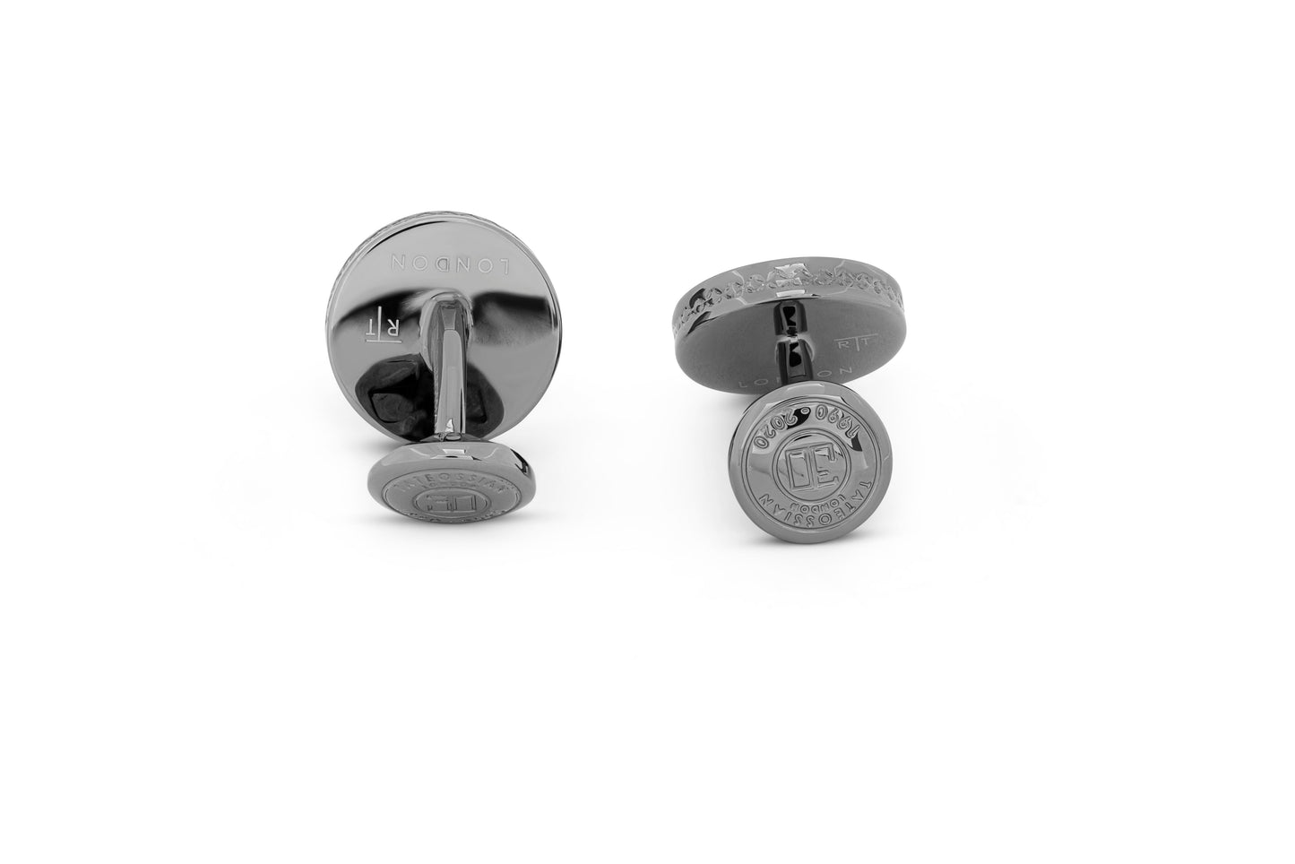 Tateossian Chain Cufflinks in Gunmetal with Green Enamel