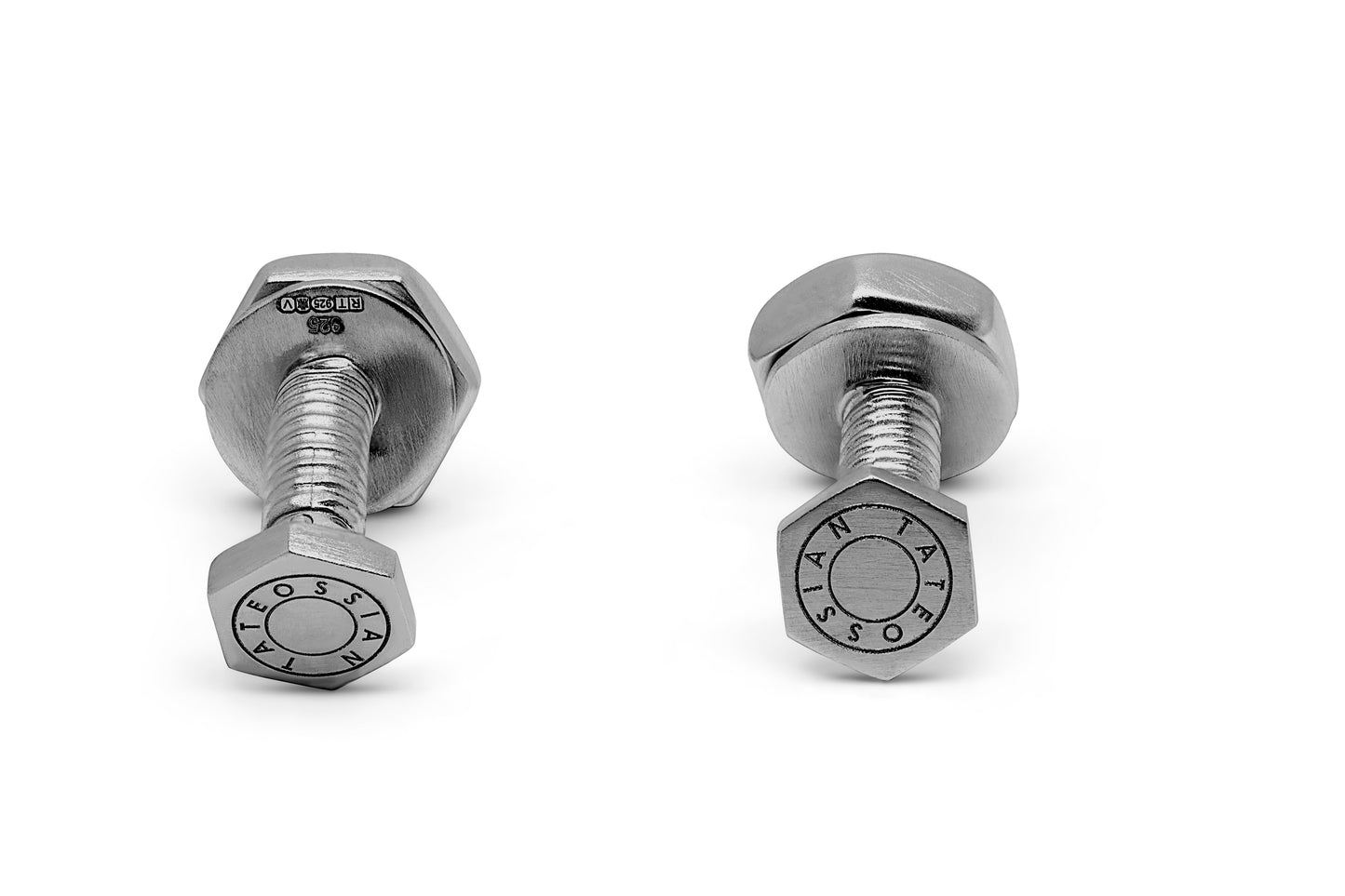 Tateossian Hex Nut and Bold Silver Cufflinks in Black Rhodium