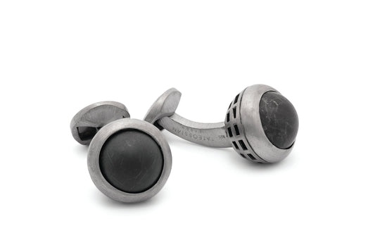 Tateossian Revolve Silver Cufflinks with Onyx