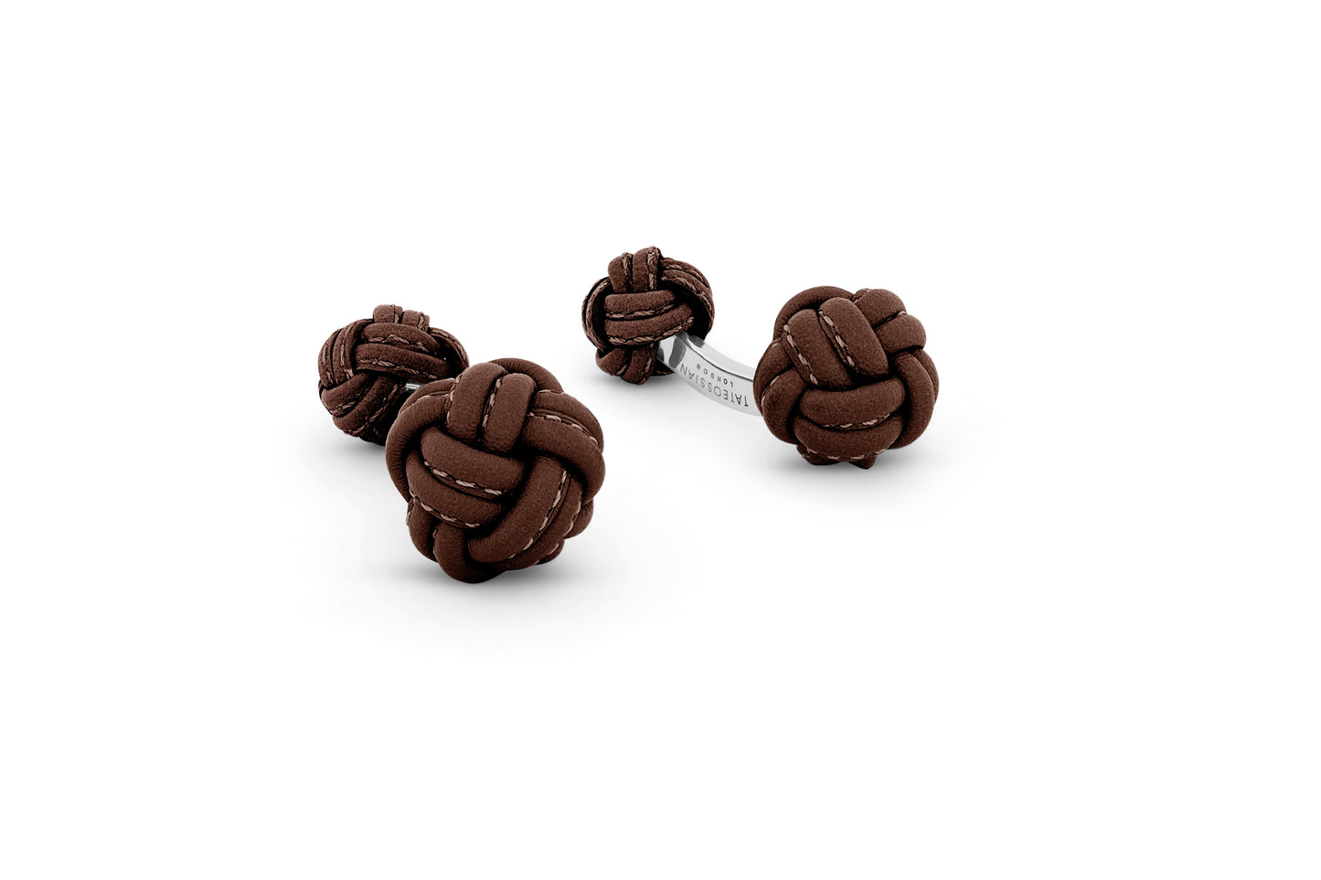 Tateossian Nodo Pelle Cufflinks in Brown Leather