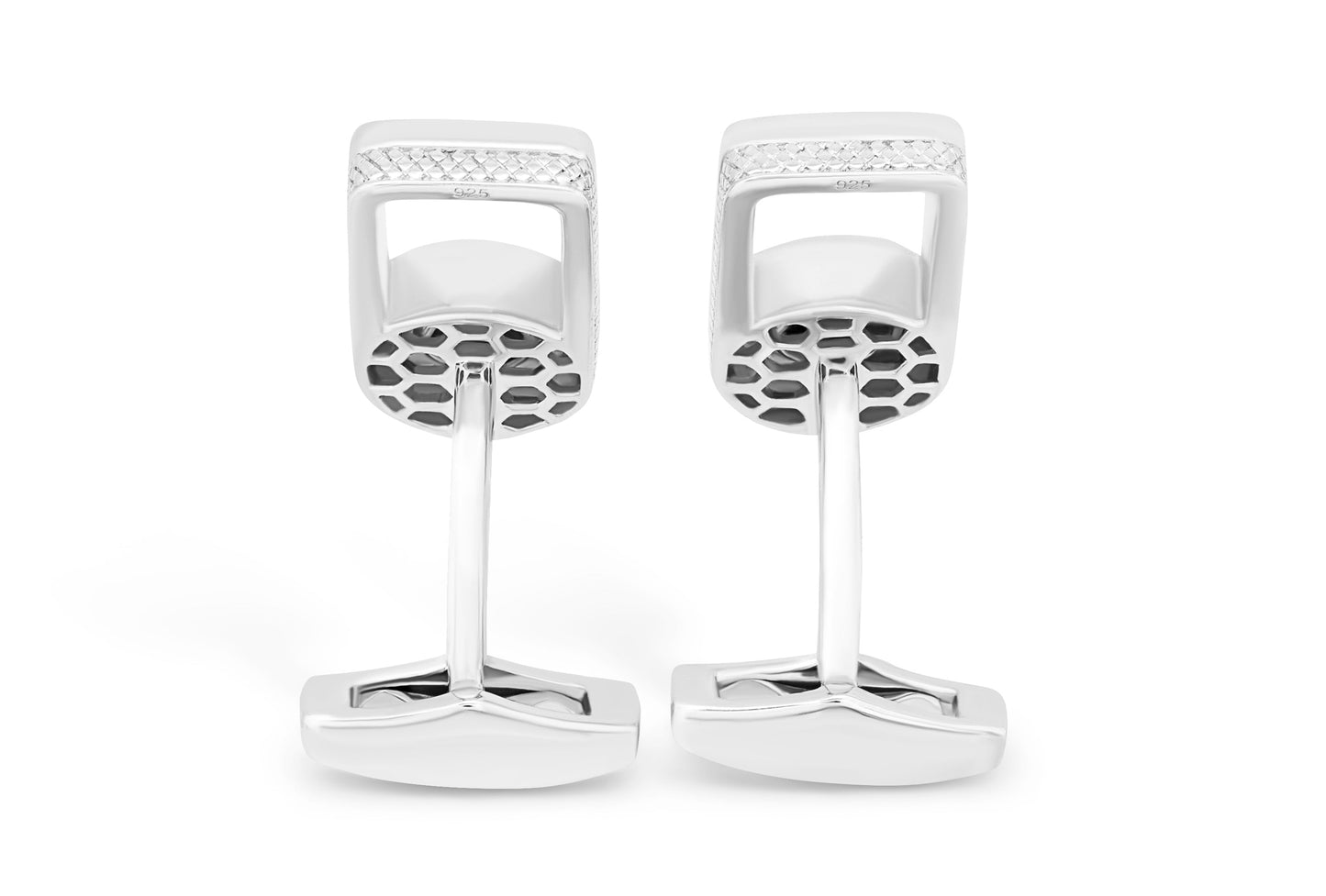 Tateossian Signature Lock cufflinks in rhodium plated silver