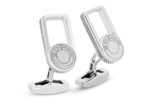 Tateossian Signature Lock cufflinks in rhodium plated silver