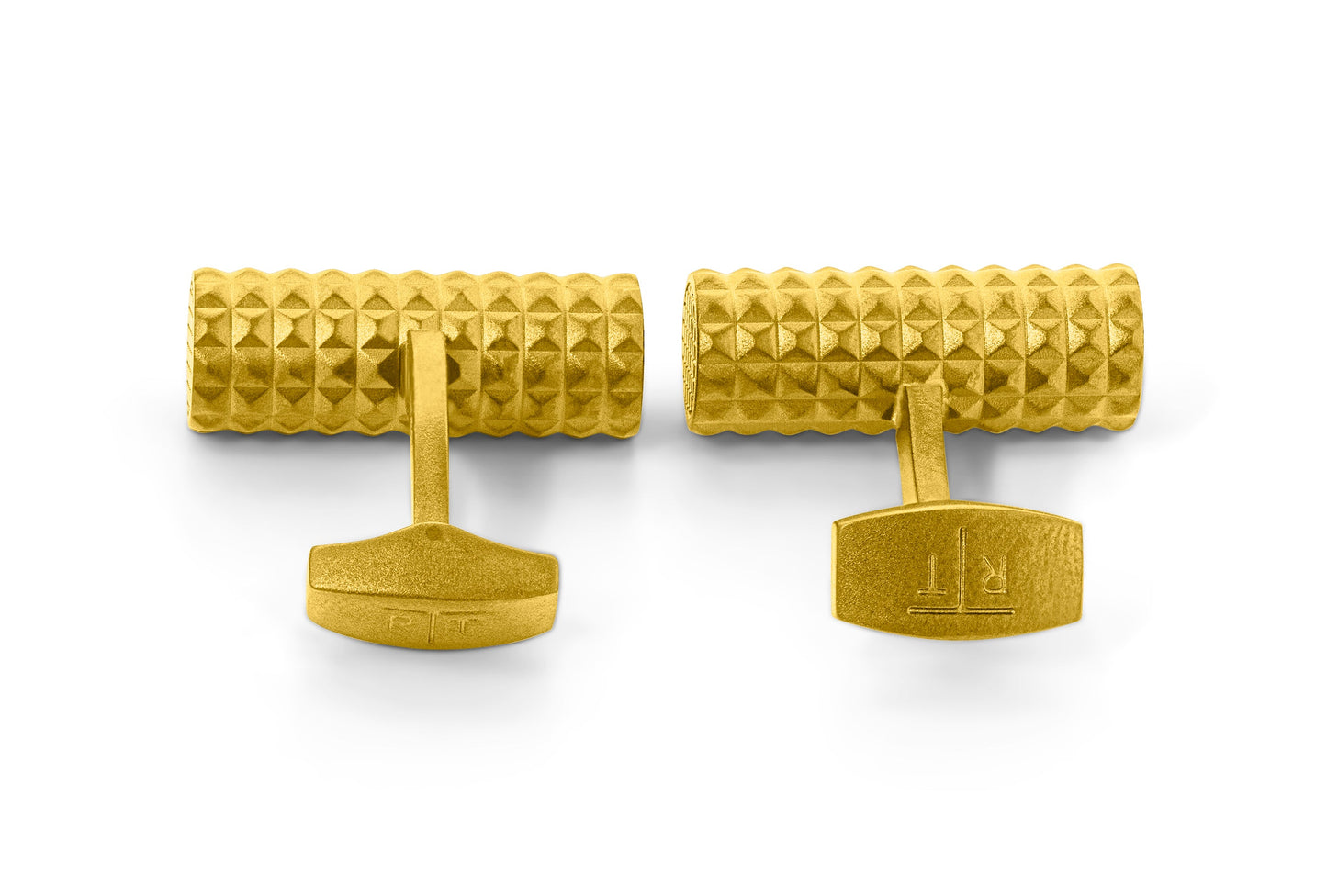 Tateossian Diamond Giza cylinder cufflinks in yellow gold plated