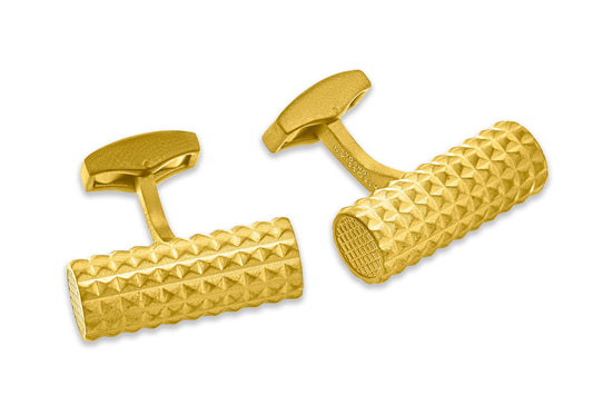 Tateossian Diamond Giza cylinder cufflinks in yellow gold plated