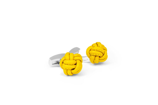 Tateossian Leather Knot Nodo Pelle Cufflinks in Yellow