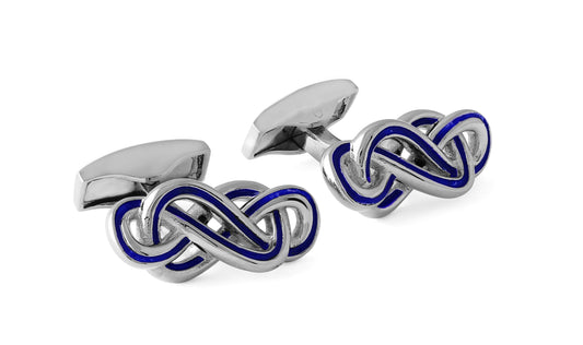 Tateossian Eternity Knot with Navy Enamel Cufflinks