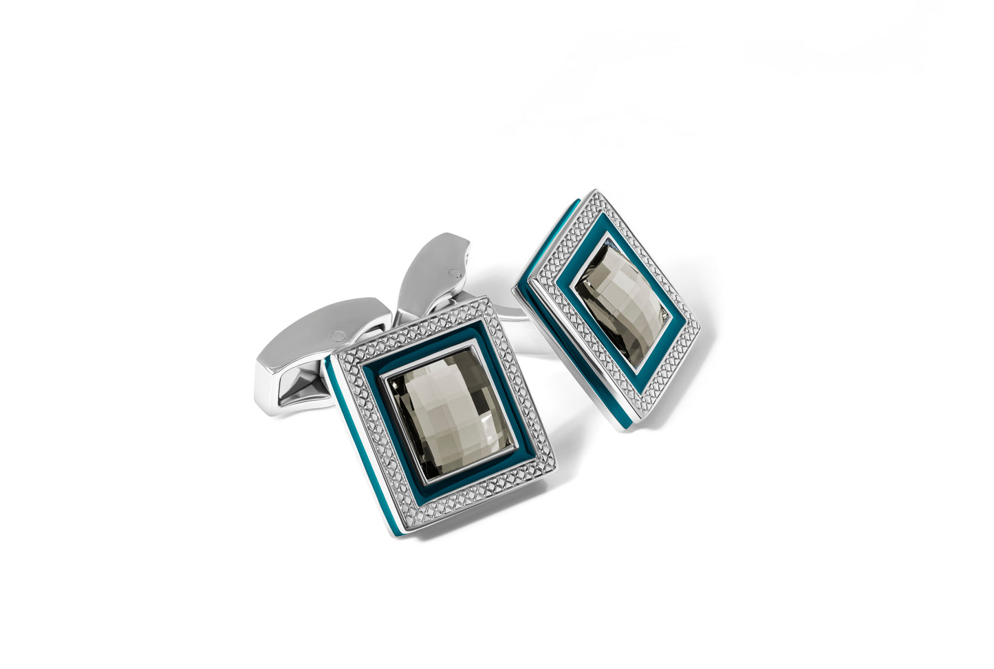 Tateossian Quadrato SW Cufflinks With Grey SWAROVSKI ELEMENTS & Rhodium Plated (Limited Edition)