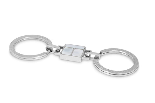 Tateossian White MOP 'T' Logo Keyring