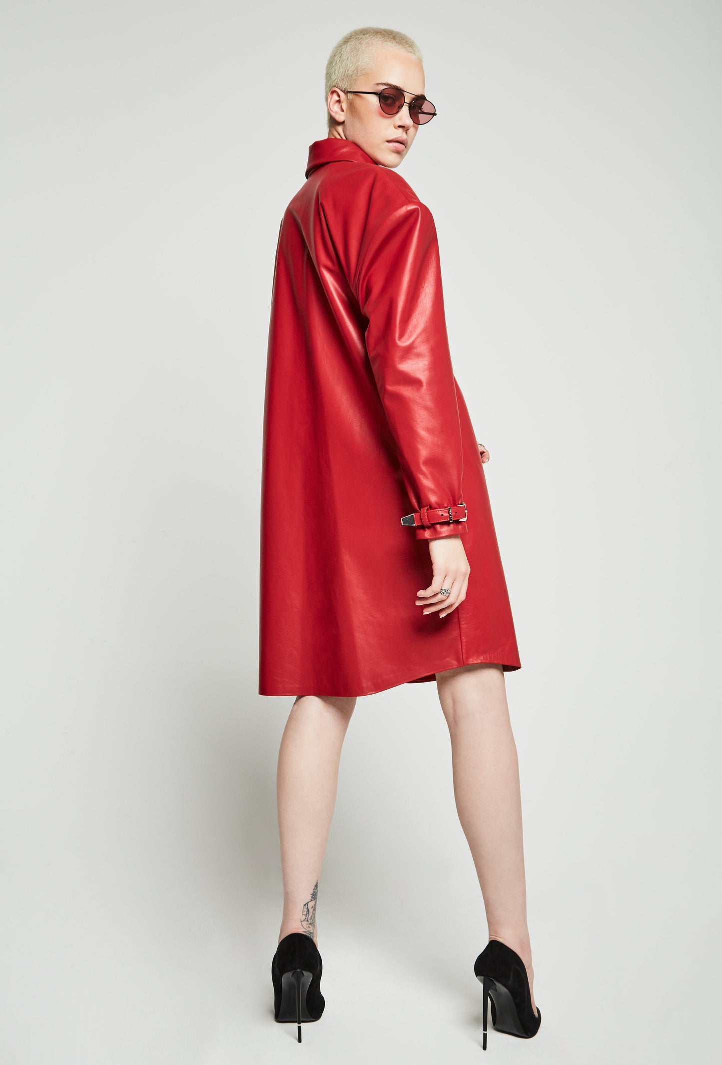 PRITCH   - Leather shirt dress - UK 8/10/US4/6