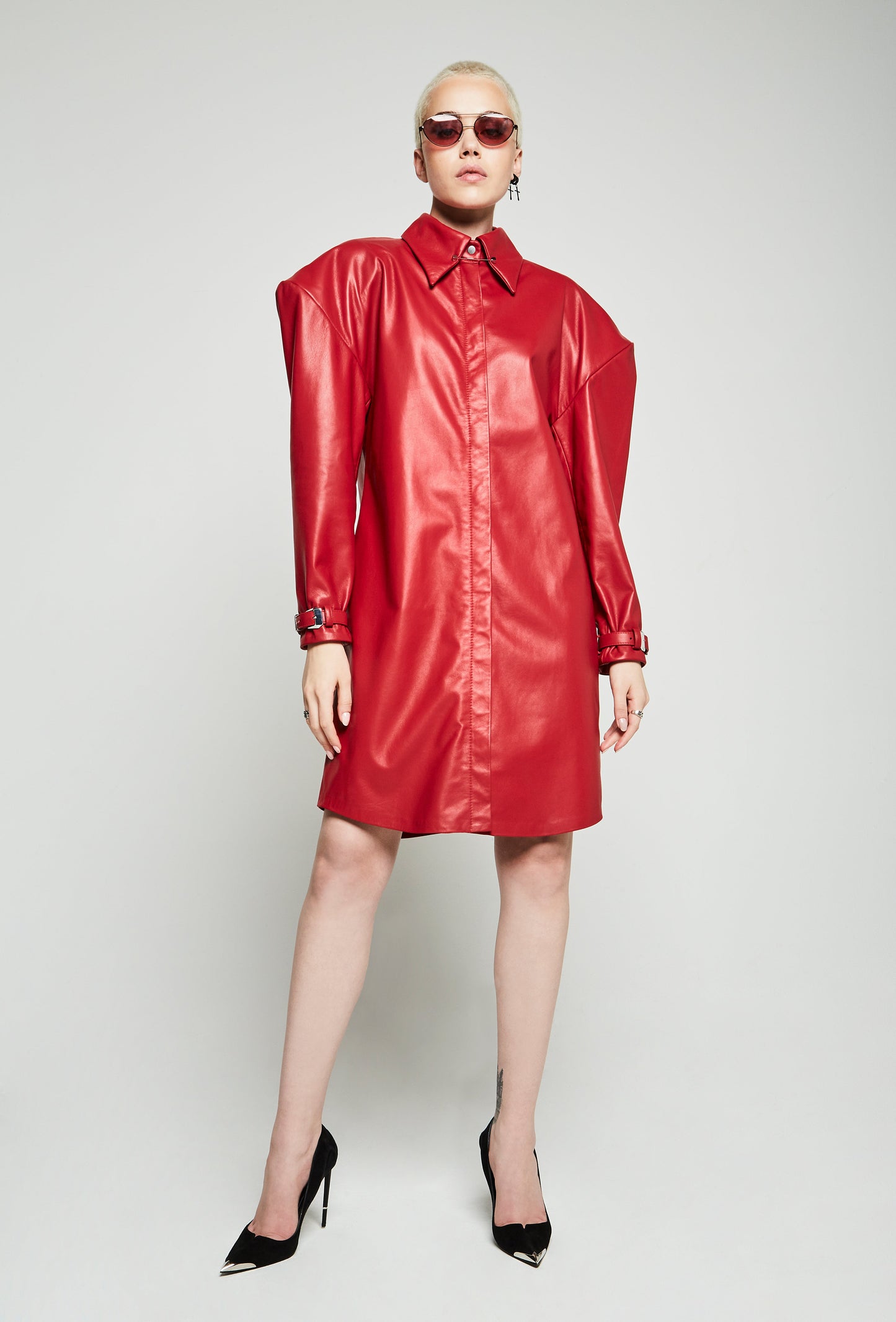 PRITCH   - Leather shirt dress - UK 8/10/US4/6