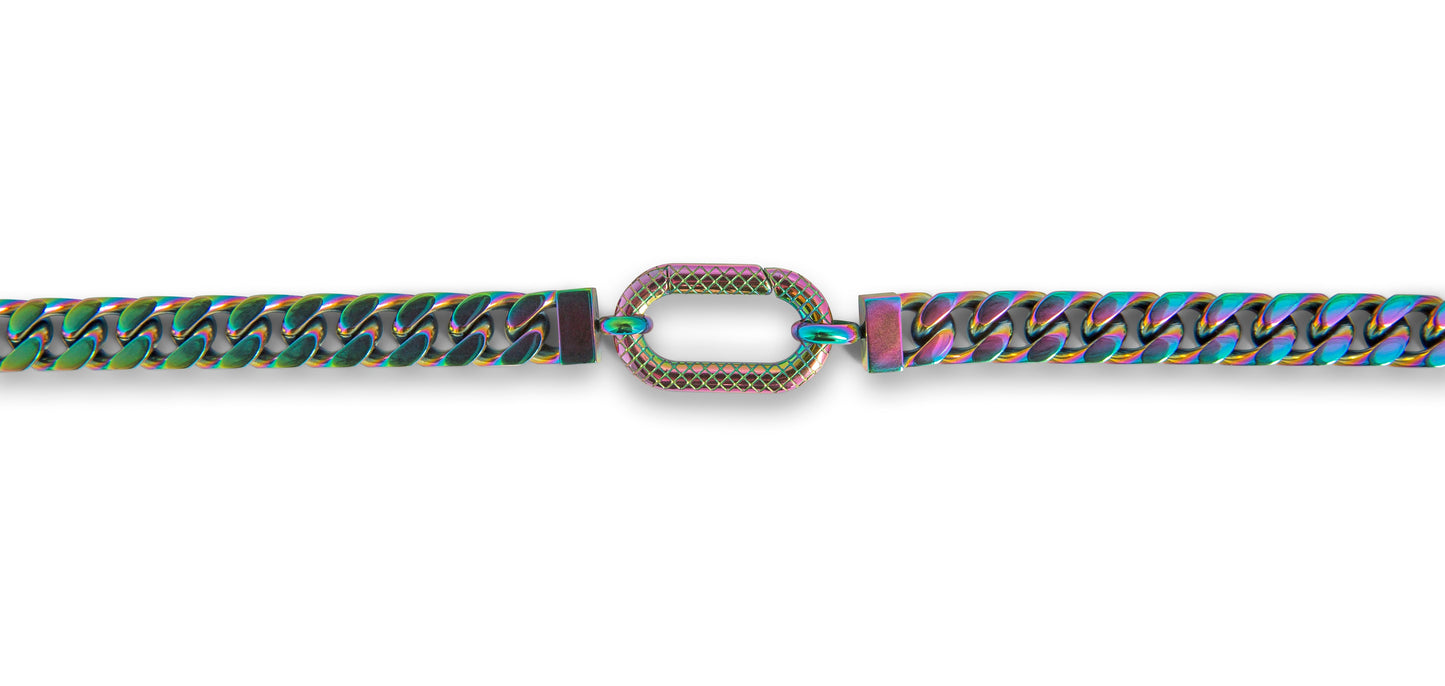 Tateossian Multi-Colour Iridescent Stainless Steel Kaleidoscope Amulet Necklace