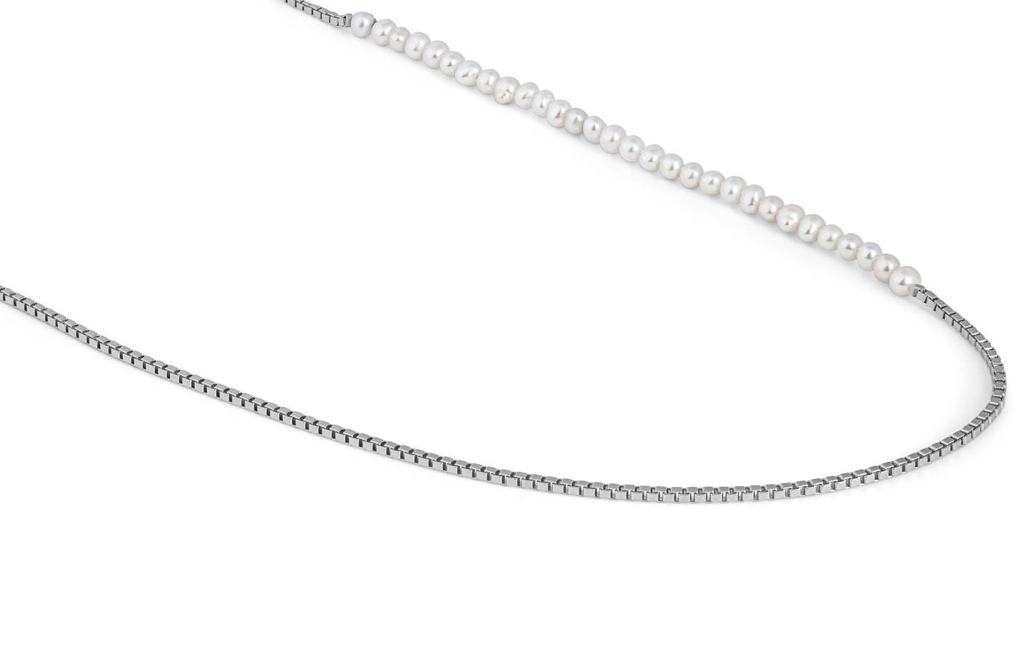 Tateossian Rhodium Plated Sterling Silver Poseidon Necklace with White Pearls