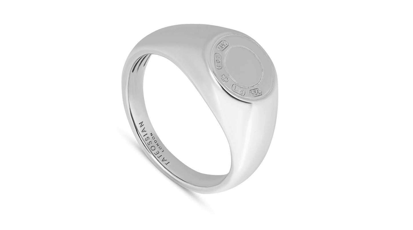 Tateossian Signature Lock Ring in Rhodium Plated Silver (S Size)