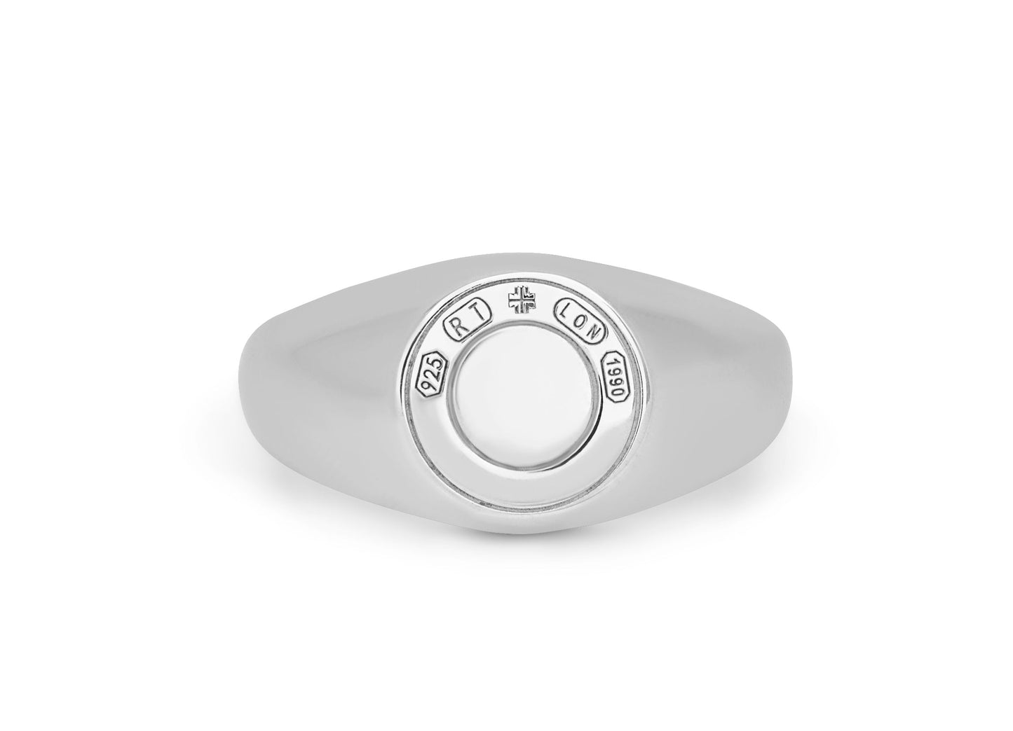 Tateossian Signature Lock Ring in Rhodium Plated Silver (L Size)